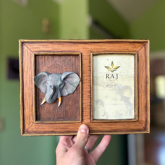 Other - VTG 3D Rustic Textured Elephant Picture Frame Accent Decor